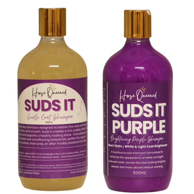 Suds It Duo – Horse Grooming Natural Clean + Natural Brightening Shampoo Set - Horse Queened