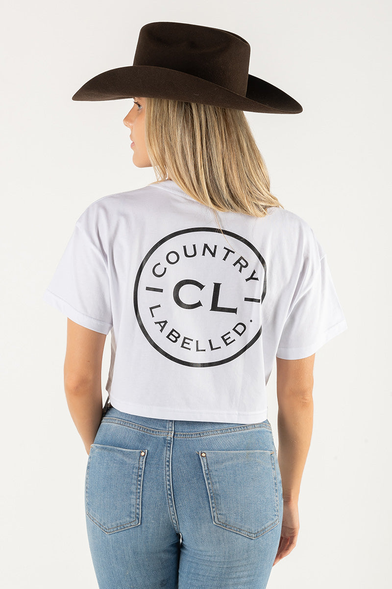 Women's Classic Signature CL Crop T Shirt  - White - Black Logo