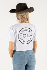 Women's Classic Signature CL Crop T Shirt  - White - Black Logo