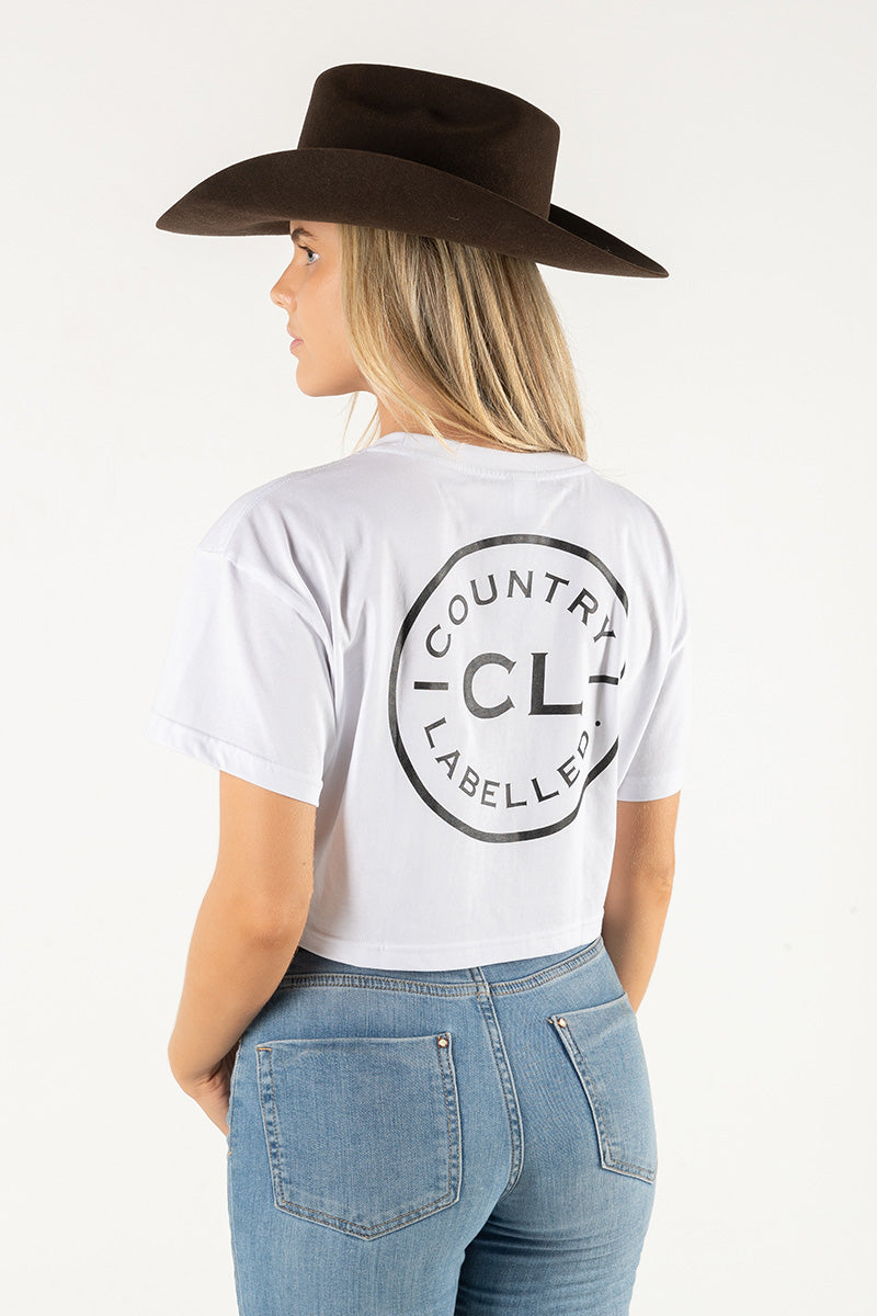 Women's Classic Signature CL Crop T Shirt  - White - Black Logo