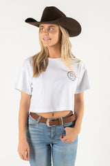 Women's Classic Signature CL Crop T Shirt  - White - Black Logo