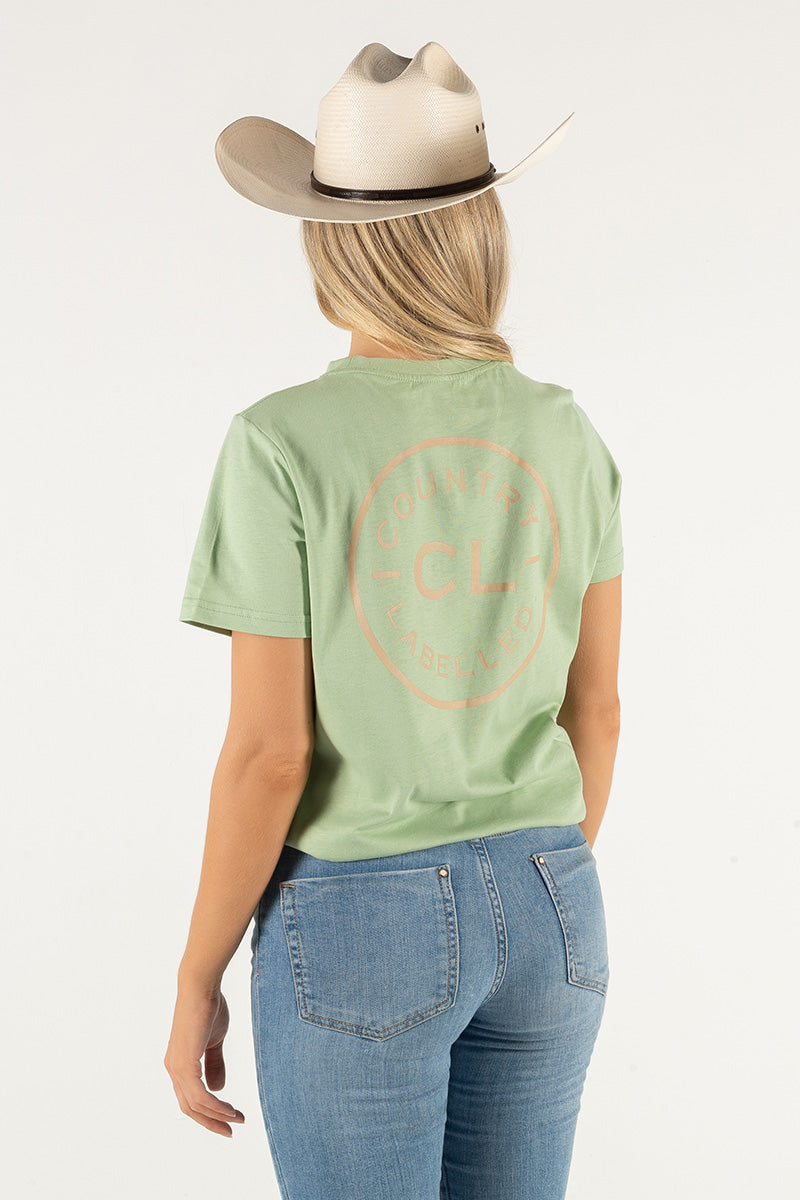Women's Classic Signature CL T Shirt  - Sage - Natural Logo Version 2