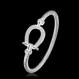Silver crystal horse shoe bangle / bracelet