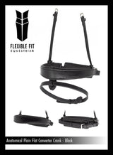 ANATOMICAL FLAT PLAIN CONVERTER CRANK - BLACK SNAFFLE/DOUBLE NOSEBAND - Flexible Fit Equestrian Australia