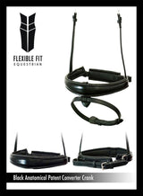 ANATOMICAL RAISED PATENT CONVERTER CRANK - BLACK SNAFFLE/DOUBLE NOSEBAND - Flexible Fit Equestrian Australia