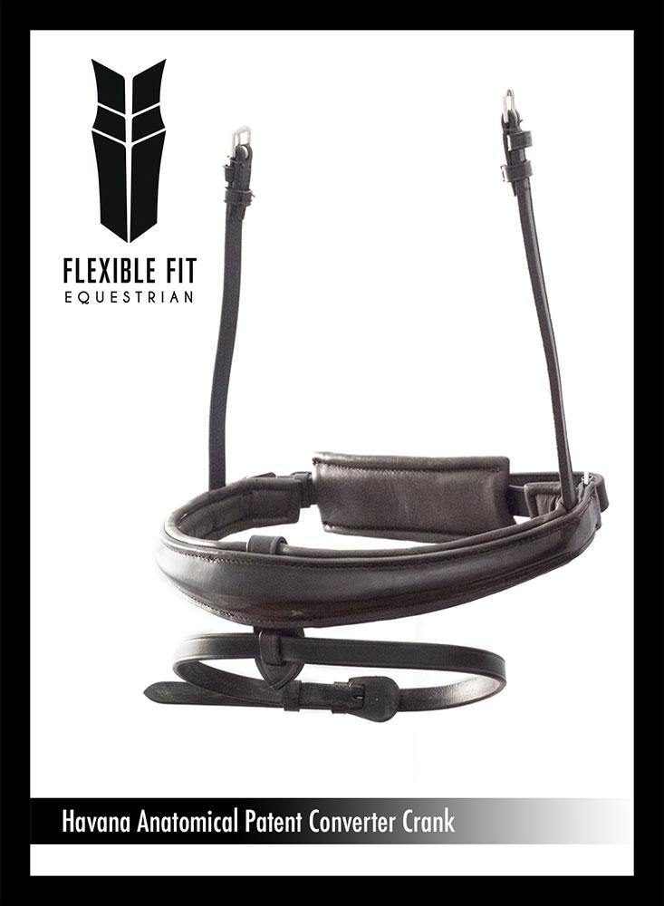 ANANTOMICAL RAISED PATENT CONVERTER CRANK - HAVANA SNAFFLE/DOUBLE NOSEBAND - Flexible Fit Equestrian Australia
