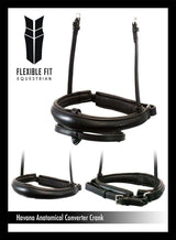 ANANTOMICAL RAISED PLAIN CONVERTER CRANK - HAVANA SNAFFLE/DOUBLE NOSEBAND - Flexible Fit Equestrian Australia