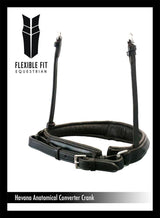 ANANTOMICAL RAISED PLAIN CONVERTER CRANK - HAVANA SNAFFLE/DOUBLE NOSEBAND - Flexible Fit Equestrian Australia