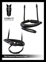 ANATOMICAL RAISED PLAIN HANOVERIAN CRANK - BLACK NOSEBAND - Flexible Fit Equestrian Australia