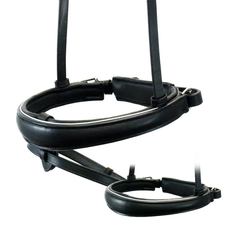ANATOMICAL RAISED SILVER PIPE CONVERTER CRANK - BLACK SNAFFLE/DOUBLE NOSEBAND - Flexible Fit Equestrian Australia