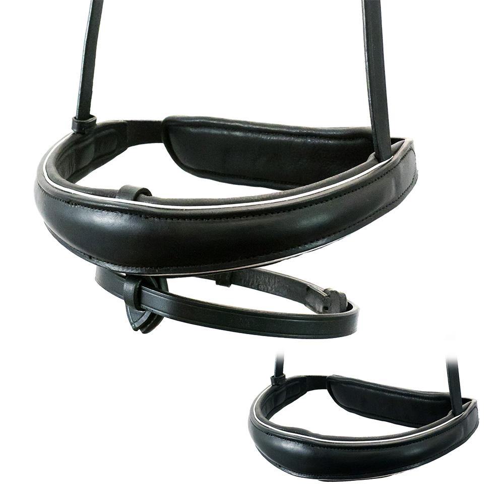 ANATOMICAL RAISED SILVER PIPE EVENTER CONVERTER - BLACK SNAFFLE/DOUBLE NOSEBAND - Flexible Fit Equestrian Australia