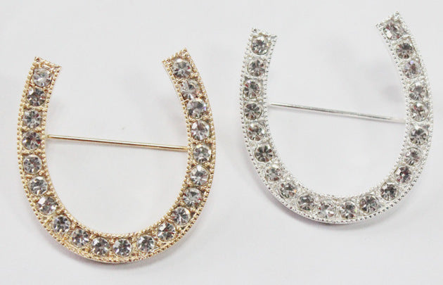 Horse Shoe Brooch - Silver or Gold - Free post in Australia