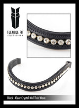 CLEAR CRYSTAL MID THIN WAVE - BLACK BROWBAND - Flexible Fit Equestrian Australia