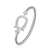 Silver crystal horse shoe bangle / bracelet