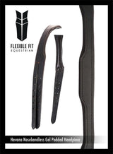 NOSEBANDLESS GEL PADDED ANATOMICAL HEADPIECE 5/8 WIDE CHEEK STRAPS - HAVANA - Flexible Fit Equestrian Australia