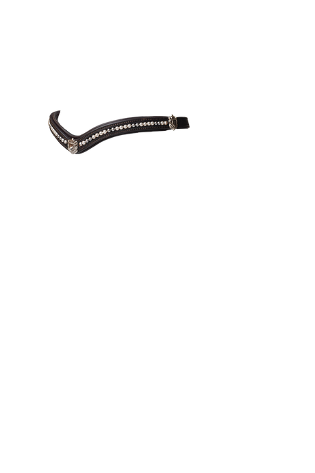 CREAM AND STEEL GREY PEARL V WITH SHIELDS - HAVANA BROWBAND - Flexible Fit Equestrian Australia