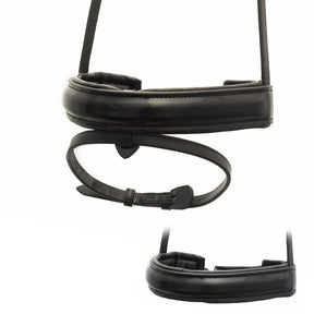 EXTRA WIDE STRAIGHT RAISED PATENT CONVERTER CRANK - BLACK SNAFFLE/DOUBLE NOSEBAND - Flexible Fit Equestrian Australia