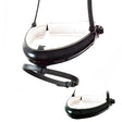 EXTRA WIDE STRAIGHT RAISED PATENT WHITE PADDED CONVERTER CRANK - BLACK SNAFFLE/DOUBLE NOSEBAND - Flexible Fit Equestrian Australia