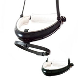 EXTRA WIDE STRAIGHT RAISED PATENT WHITE PADDED CONVERTER CRANK - BLACK SNAFFLE/DOUBLE NOSEBAND - Flexible Fit Equestrian Australia
