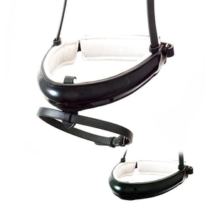 EXTRA WIDE STRAIGHT RAISED PATENT WHITE PADDED CONVERTER CRANK - BLACK SNAFFLE/DOUBLE NOSEBAND - Flexible Fit Equestrian Australia
