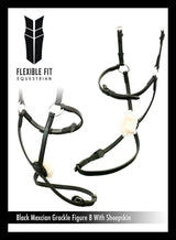 FIGURE 8 WITH SHEEPSKIN - BLACK NOSEBAND - Flexible Fit Equestrian Australia