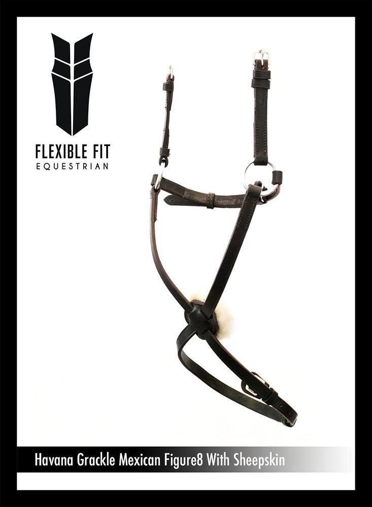 FIGURE 8 WITH SHEEPSKIN- HAVANA NOSEBAND - Flexible Fit Equestrian Australia