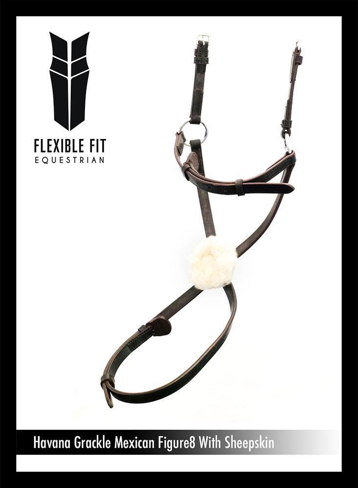 FIGURE 8 WITH SHEEPSKIN- HAVANA NOSEBAND - Flexible Fit Equestrian Australia
