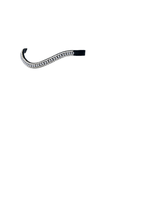 Grey Pearl with Clear Crystal Wave - Black Browband - Flexible Fit Equestrian Australia