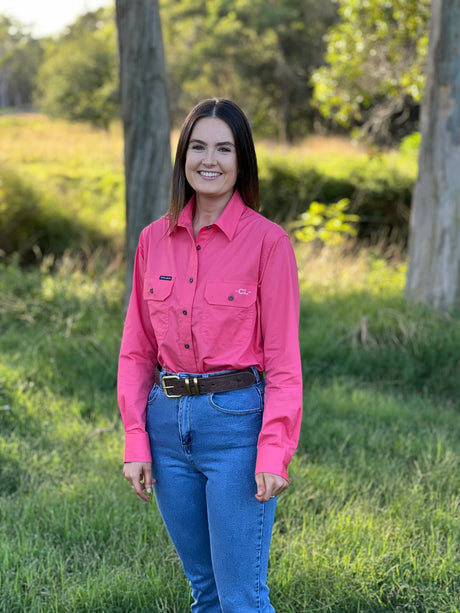 The Arena Full Button Work Shirt - Grapefruit