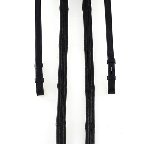 PADDED LEATHER 6/8 BILLETS BLACK REINS - Flexible Fit Equestrian Australia