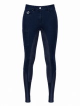 Navy denim riding breeches with full suede seat detailing, by Peter Williams Riding Apparel