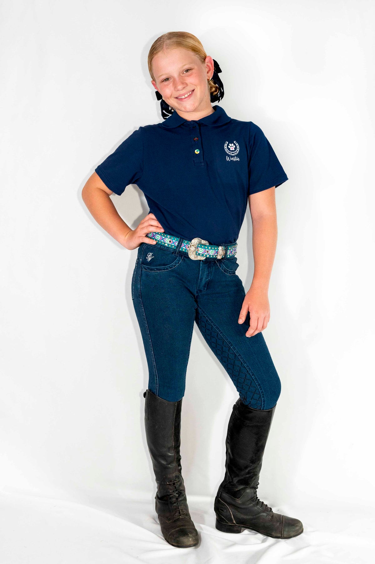 Peter Williams Riding Apparel Breeches Lennox Youth Horse Riding Denim Breeches