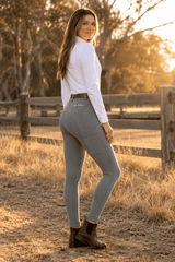 Peter Williams Riding Apparel Horse Riding Jodhpurs Grey Pull On Riding Jodhpurs | Gel Seat & Phone Pocket