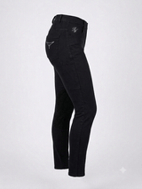 Peter Williams Riding Apparel Horse Riding Jodhpurs Jess - Black Ladies Denim Riding Jodhpurs | Suede Knee