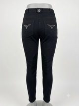 Peter Williams Riding Apparel Horse Riding Jodhpurs Jess - Black Ladies Denim Riding Jodhpurs | Suede Knee