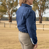 Peter Williams Riding Apparel Long Sleeve Shirt Workwear Shirt - Navy Blue