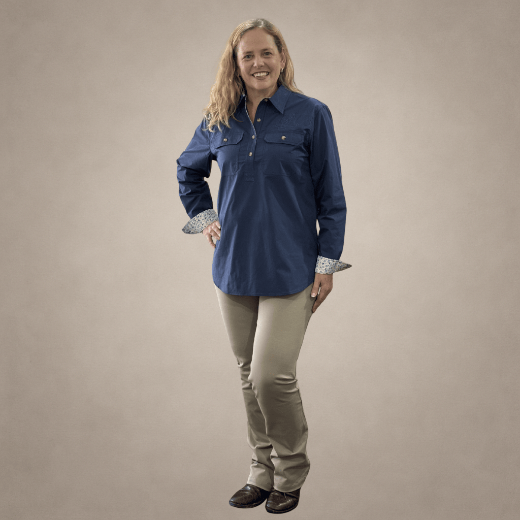 Peter Williams Riding Apparel Long Sleeve Shirt Workwear Shirt - Navy Blue