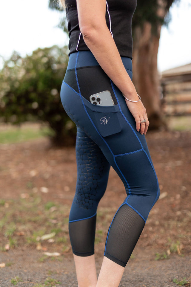 Peter Williams Riding Apparel Riding Pants Performance Riding Tights with Pockets - STORM NAVY