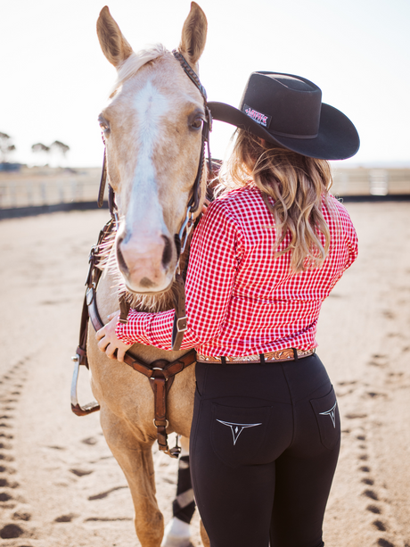 Roxby black and silver horse riding jeans with a western stock horse fit