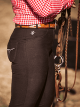 Ladies Roxby riding jeans, black and silver colourway, by Peter Williams Riding Apparel