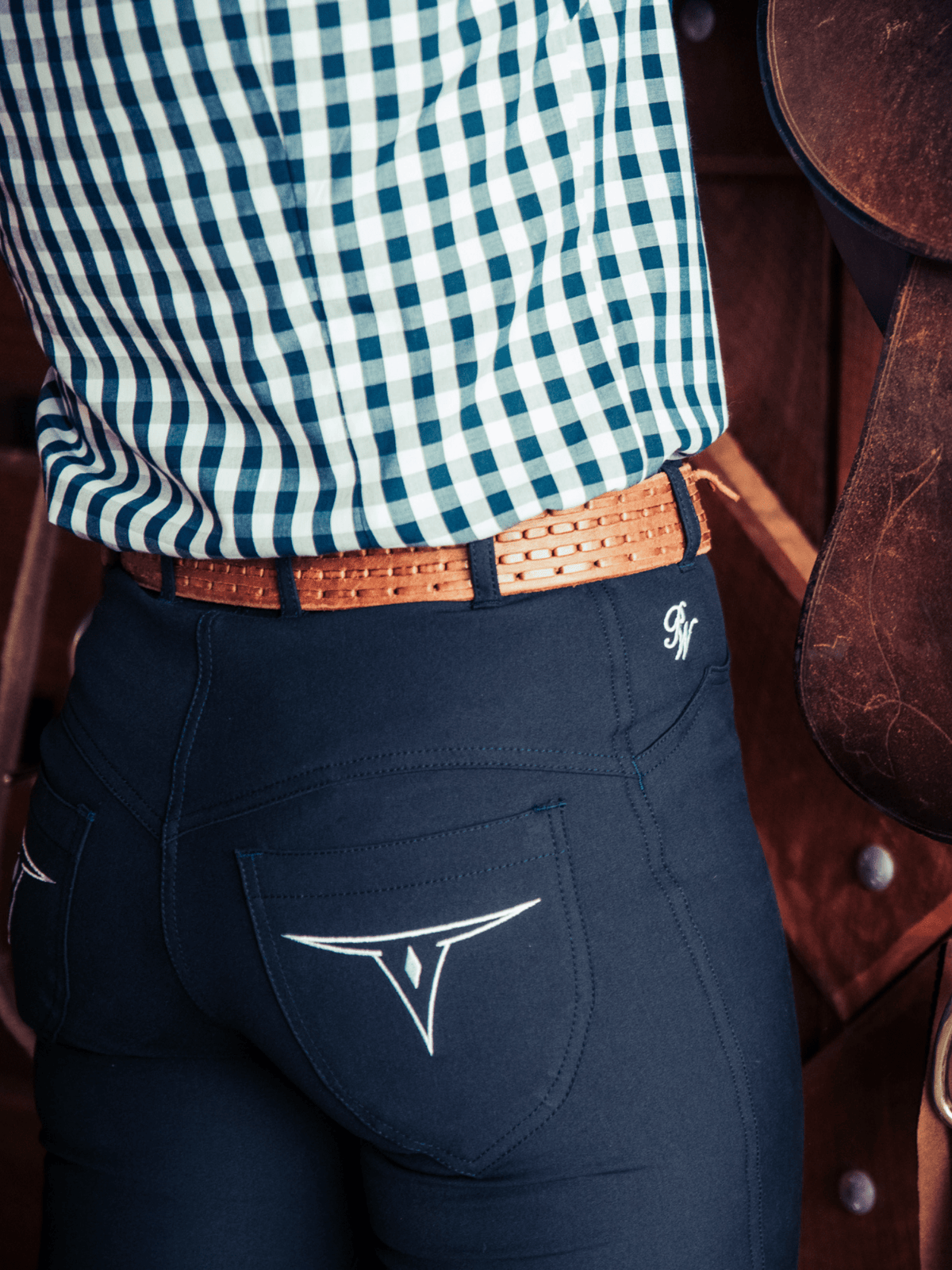 Roxby navy horse riding jeans with a western stock horse fit