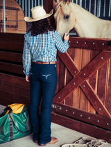 Roxby navy horse riding jeans with a western stock horse fit