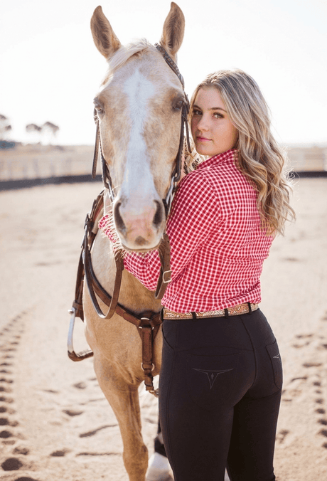 Sophia black horse riding jeans with a western-inspired stretch denim fit