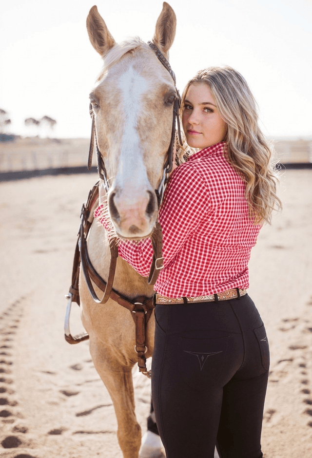 Sophia black horse riding jeans with a western-inspired stretch denim fit
