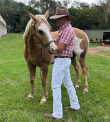 Peter Williams Riding Apparel Western Riding Pants Warwick Mens White Horse Riding Jeans for Stock Horse and Polo Cross