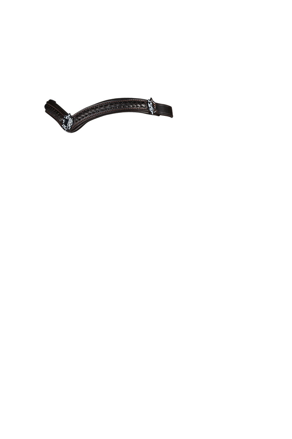 PLAITED WITH SHIELDS V SHAPE - HAVANA BROWBAND - Flexible Fit Equestrian Australia