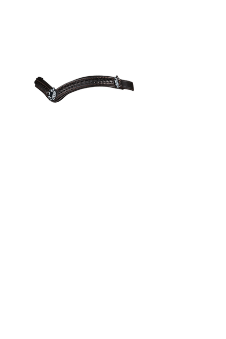 PLAITED WITH SHIELDS V SHAPE - HAVANA BROWBAND - Flexible Fit Equestrian Australia