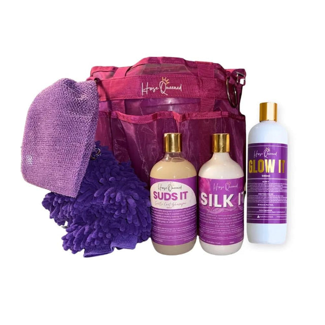 Wash Day Throne Pack – Horse Queened horse grooming wash day bundle with Suds It, Silk It, Glow It and Wash Day Throne