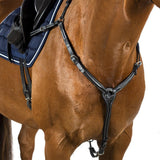 RAISED LEATHER BREASTPLATE - BLACK - Flexible Fit Equestrian Australia