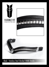 S/S CLINCHER V WITH SHIELDS - BLACK BROWBAND - Flexible Fit Equestrian Australia